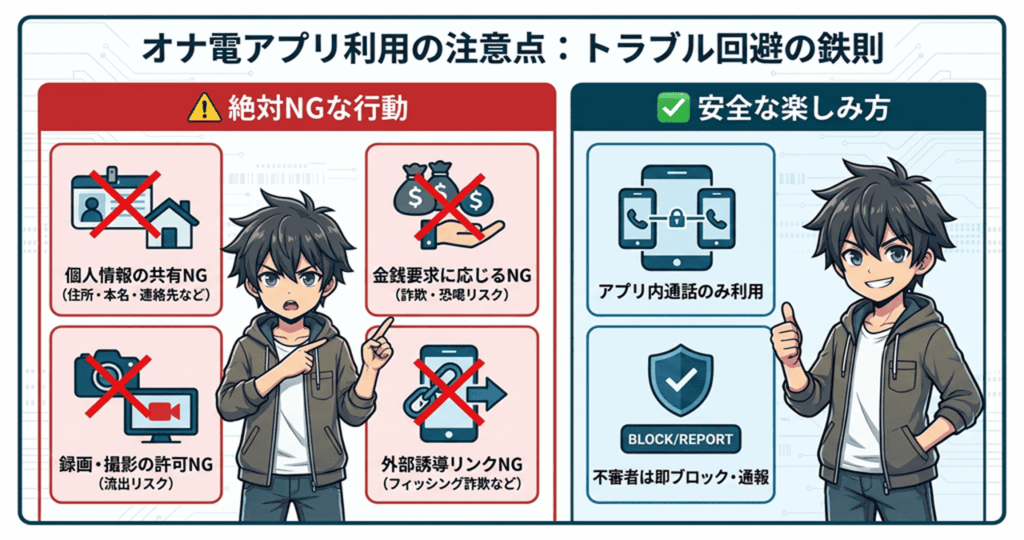 オナ電アプリの注意点