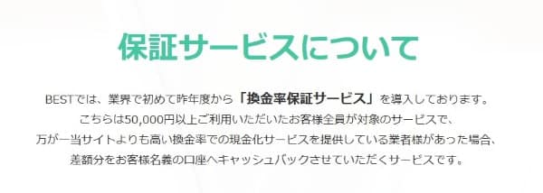 現金化ベストの換金率保証サービス