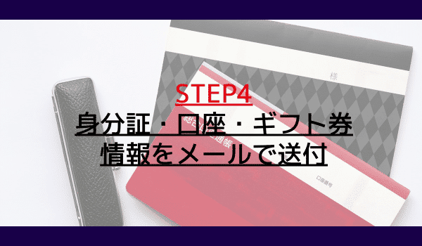 STEP4：身分証・口座・ギフト券情報をメールで送付