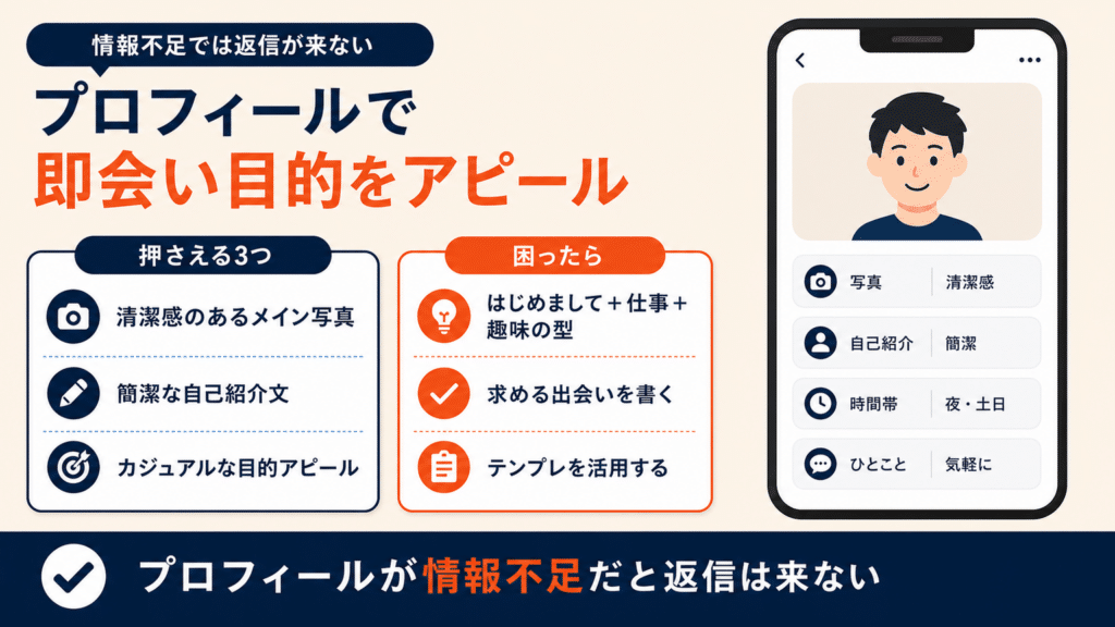 プロフィールで即会い目的をアピールする