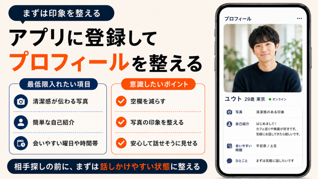 アプリに登録してプロフィールを整える