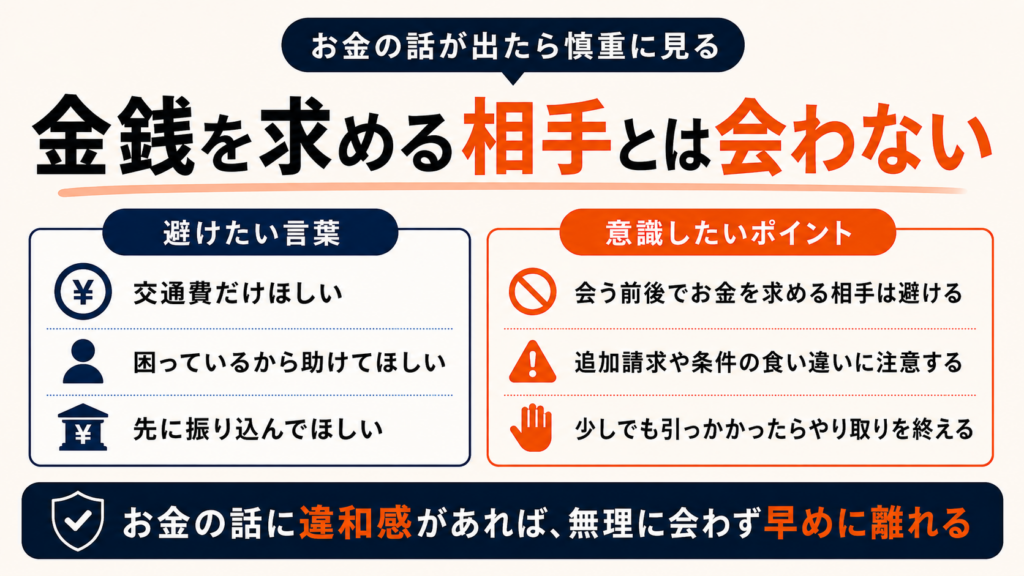 金銭を求める相手とは会わない