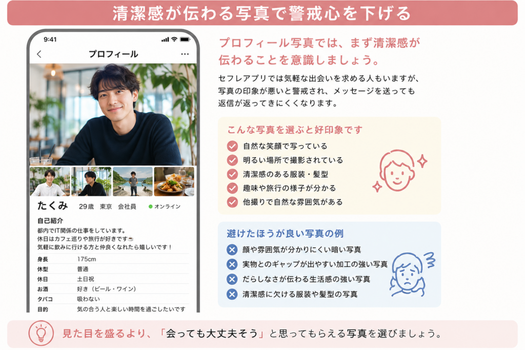 清潔感が伝わる写真で警戒心を下げる