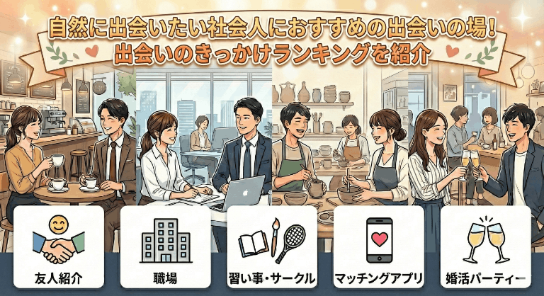 自然に出会いたい社会人におすすめの出会いの場!出会いのきっかけをランキング形式で紹介