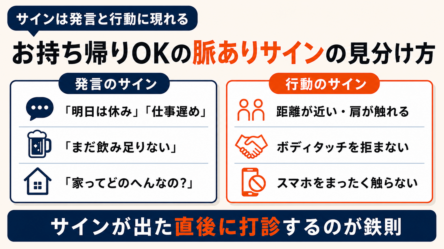 今日やれる！お持ち帰りOKの脈ありサインの見分け方