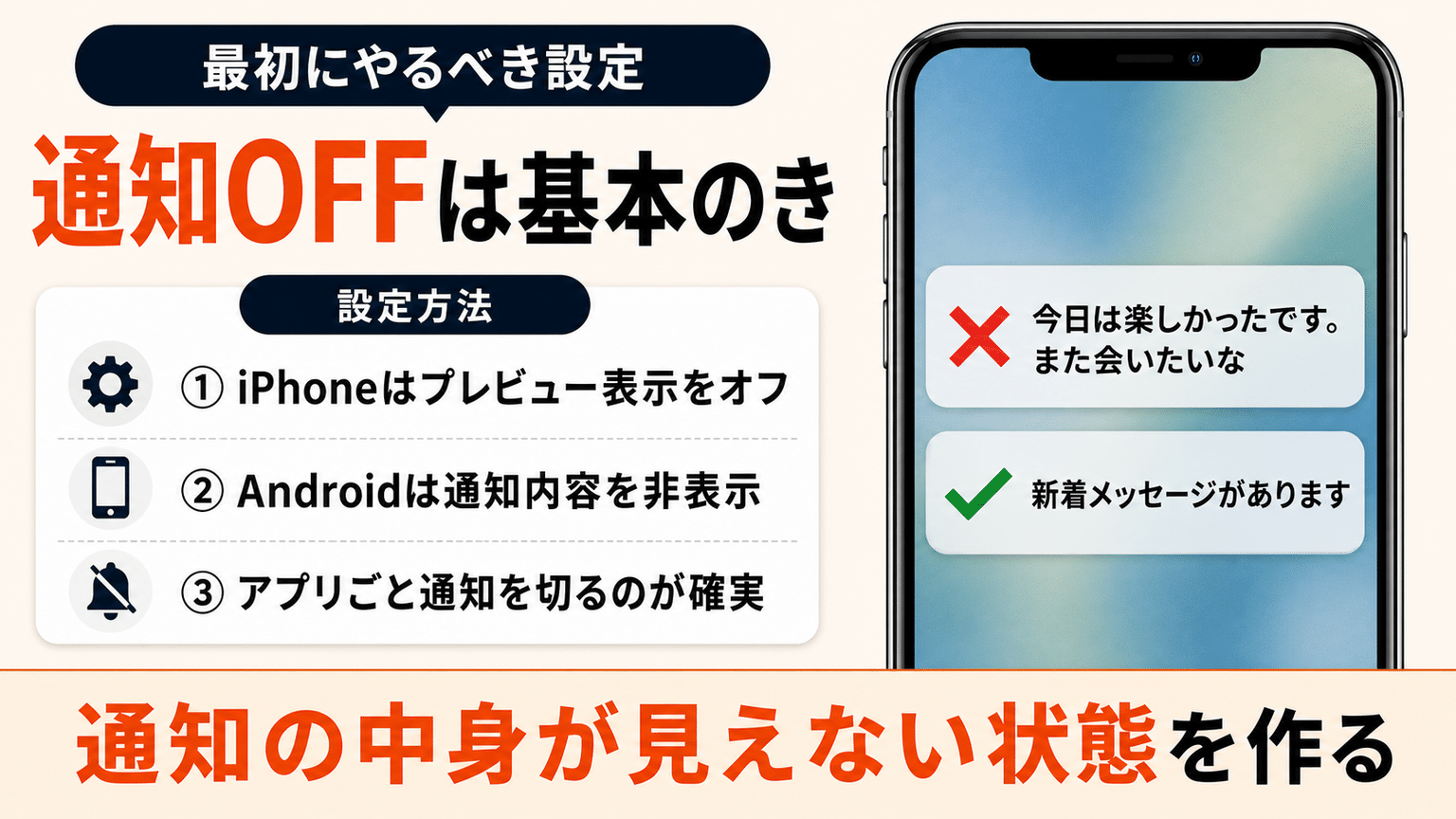 ポップアップ通知はOFFに設定する