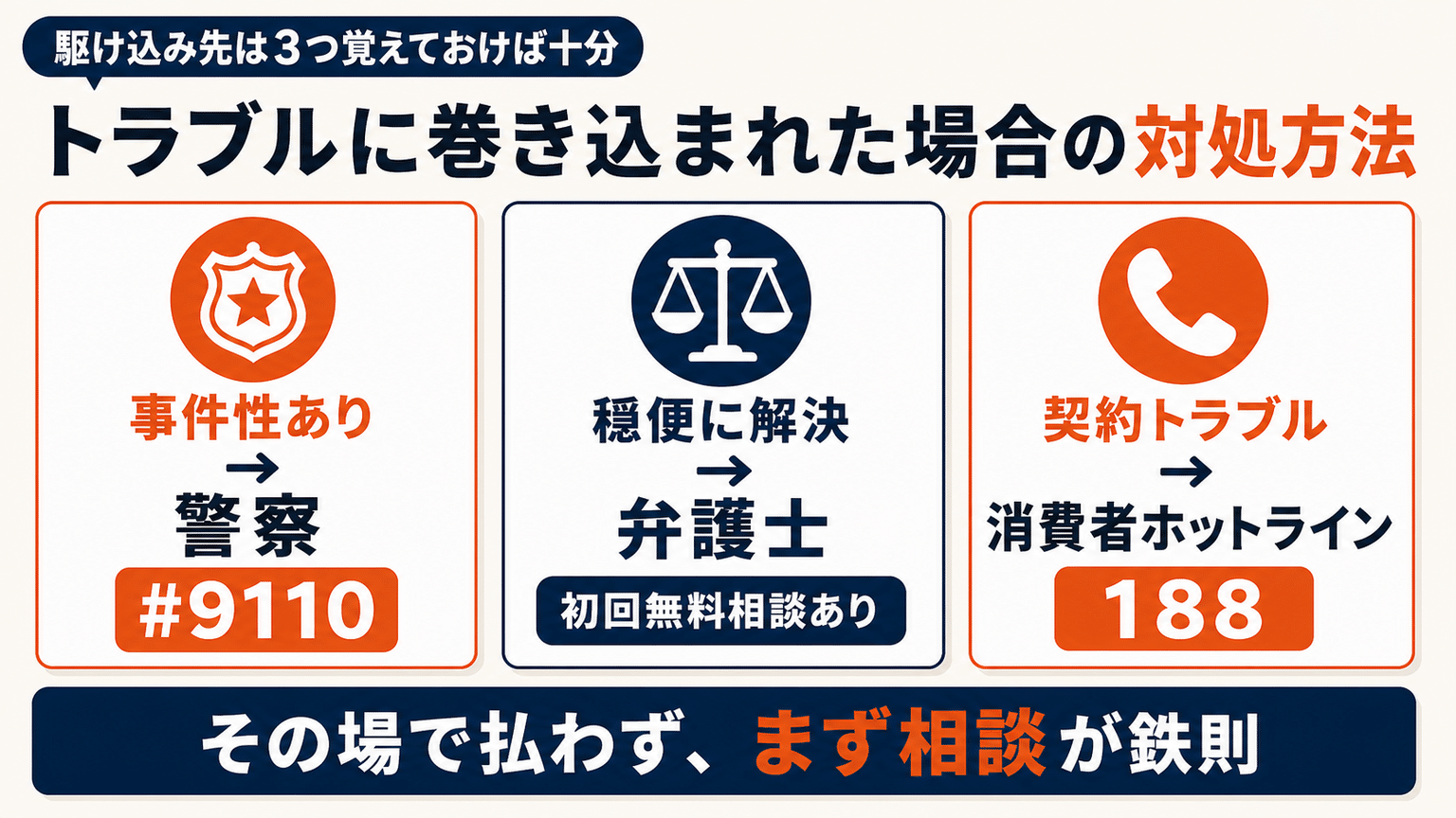 万が一トラブルに巻き込まれた場合の対処方法