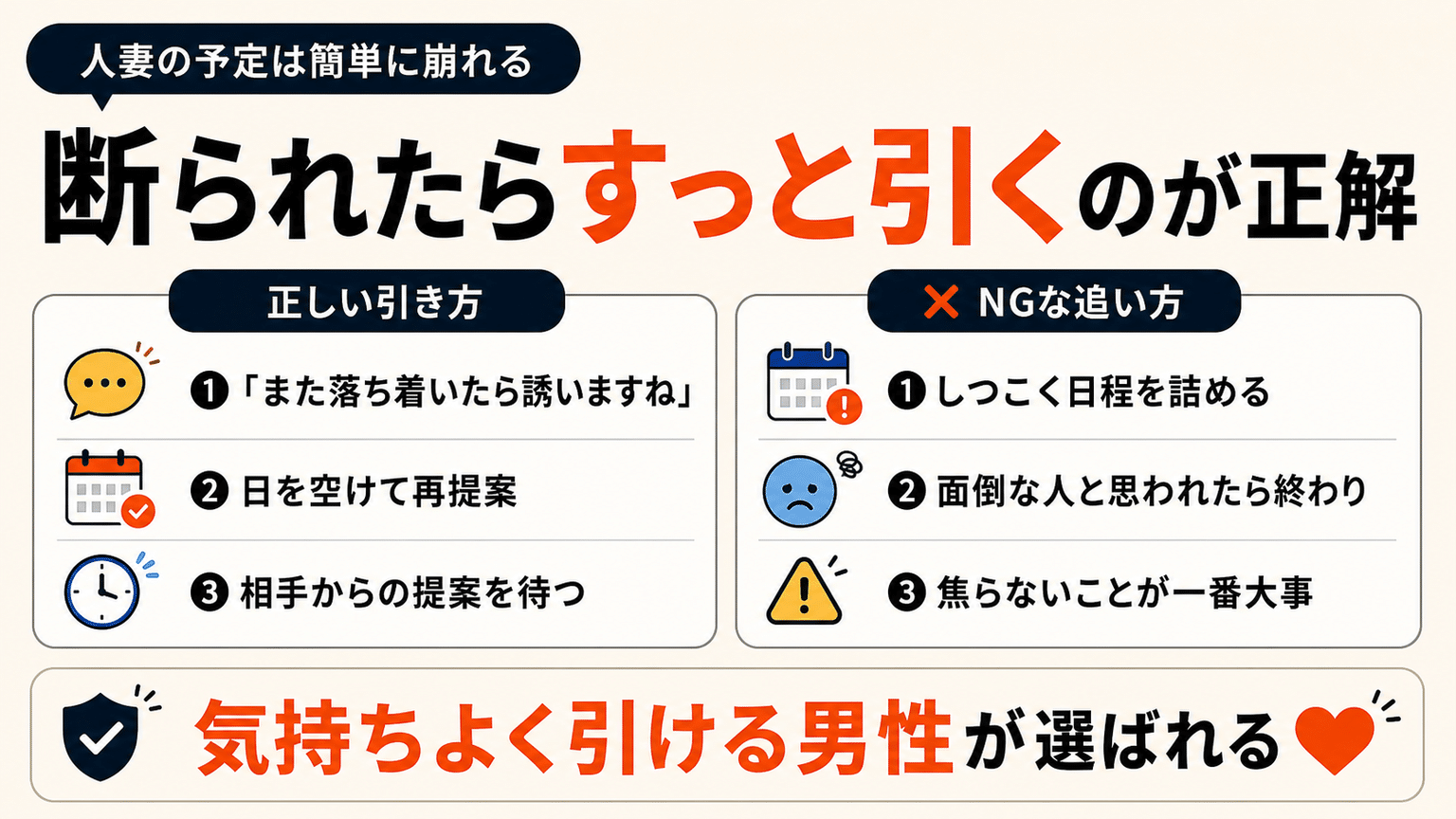 断られたら引き下がり、しつこく誘わない
