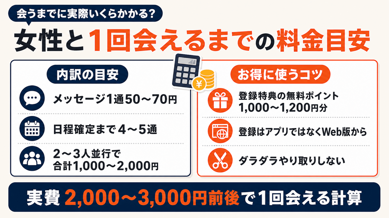 ヤリモクアプリで女性と1回会えるまでの料金目安
