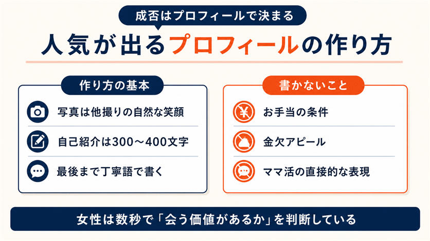 ママ活アプリで人気が出るプロフィールの作り方