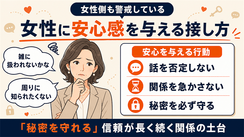 女性に安心感を与える接し方を意識する
