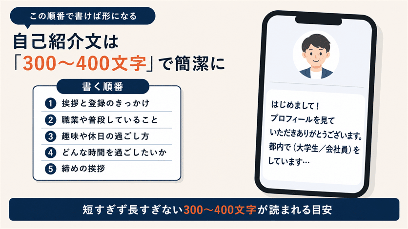 自己紹介文は300〜400文字で簡潔にまとめる