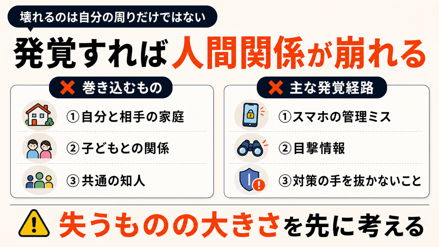 人間関係が崩れる可能性がある
