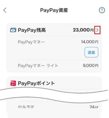 PayPay残高の内訳